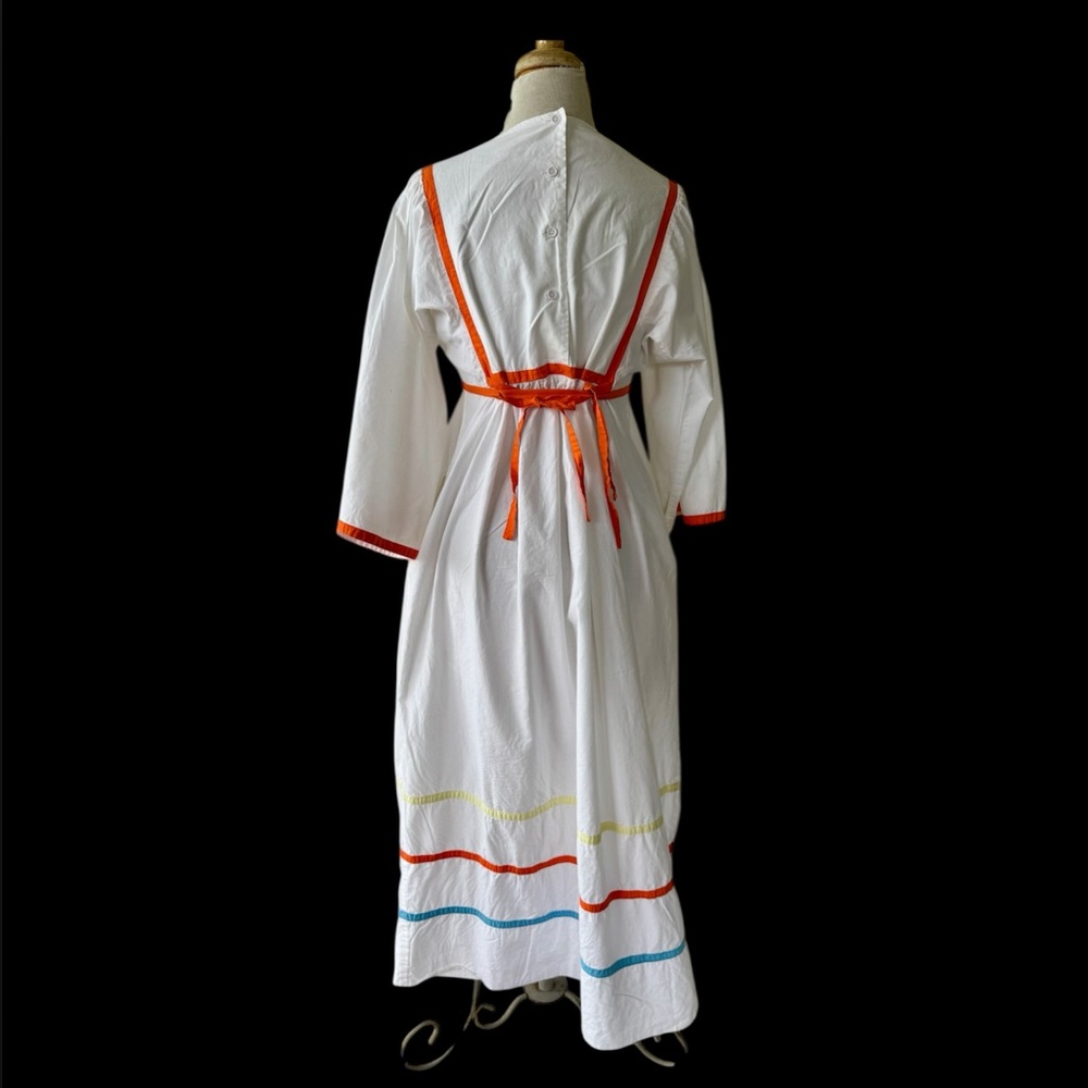 Vtg 70s Colorful Quilted Cotton Maxi Dress Joie Sing Boho Cottage Prairie As Is - Picture 7 of 11